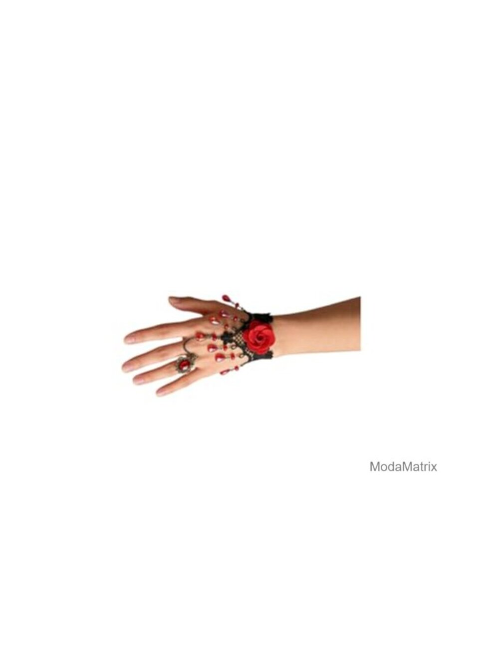 Gothic Lace Hand Chain Bracelet Adjustable Floral Metal